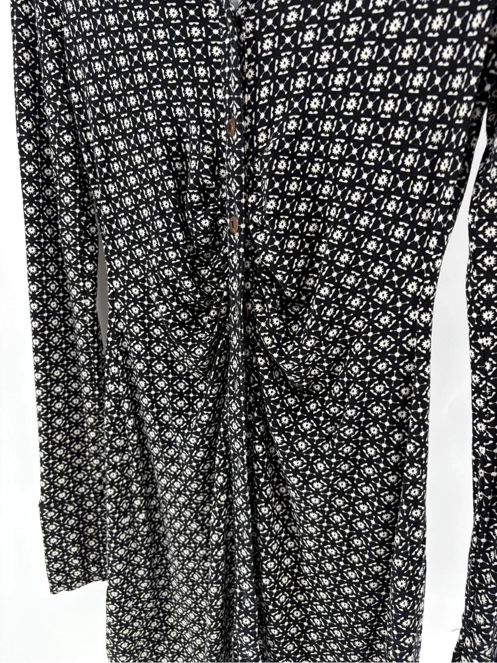 Free People Shayla Button Front Mini Dress Black AOP - Small -